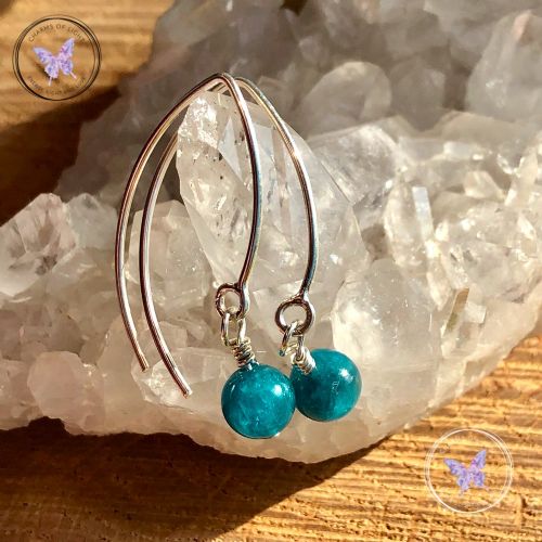 Apatite Angled Silver Earrings